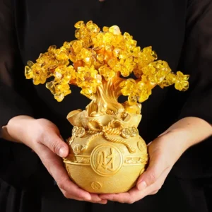 Wholesale Creative Resin Crafts Gold Crystal Money Tree Ornaments Home Living Room Entrance Office Desk Decorations