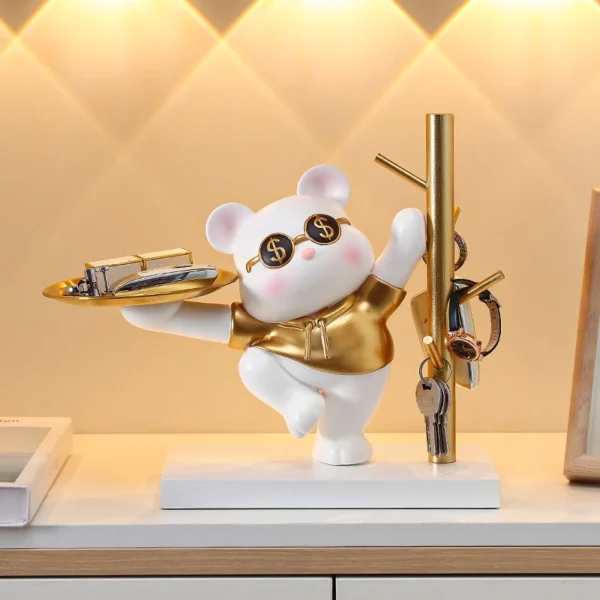 Light Luxury Entrance Key Storage Ornaments Violent Bear Tray Living Room Shoe Cabinet Decoration Entrance TV Cabinet