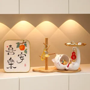 Creative Lucky Cat Home Storage Resin Ornaments Living Room Entrance Decoration Key Holder Desktop Storage Wholesale Ornament