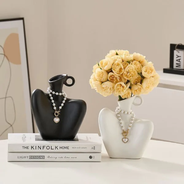 Random Retro Ceramics Plastics Vase Unique Artificial Flowers Vase Ceramic Living Room Art Flower Container Desktop Decor