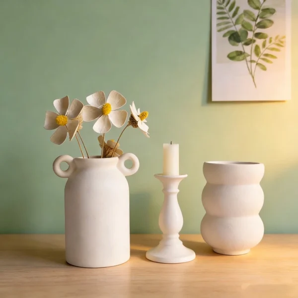 Random Beige Color Ceramic Vase Nordic Classic Flower Vessel Home Tabletop Vase Ornament