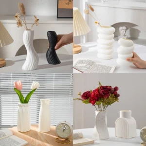 Random Nordic Plastic Vase Creetive Faux Ceramic Ornament Dried Flower Vase Decoration