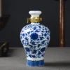 Ceramic Empty Bottle Pot Small Jar Jin Blue White Sealed Good looking Household Portable