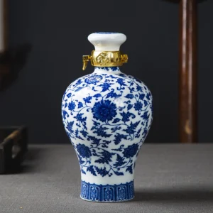 Ceramic Empty Bottle Pot Small Jar Jin Blue White Sealed Good looking Household Portable