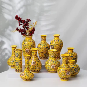 Random Porcelain Art Chinese Enamel Colorful Ceramic Vase Small Flower Vessel Office Crafts Creative Simple Home Furnishing