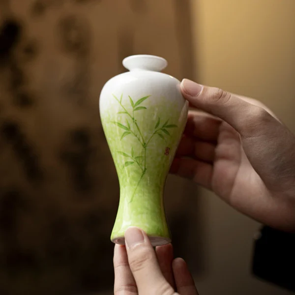 Hand Painted Ceramic Small Vase Tea Room Tea Table Decorations Tea Ceremony Hydroponic Flower Arrangement