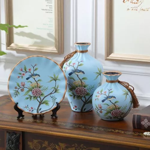 Ceramic Vase Three Sets Pendulum Home Living Room TV Cabinet Creative Decorations Entrance Vase