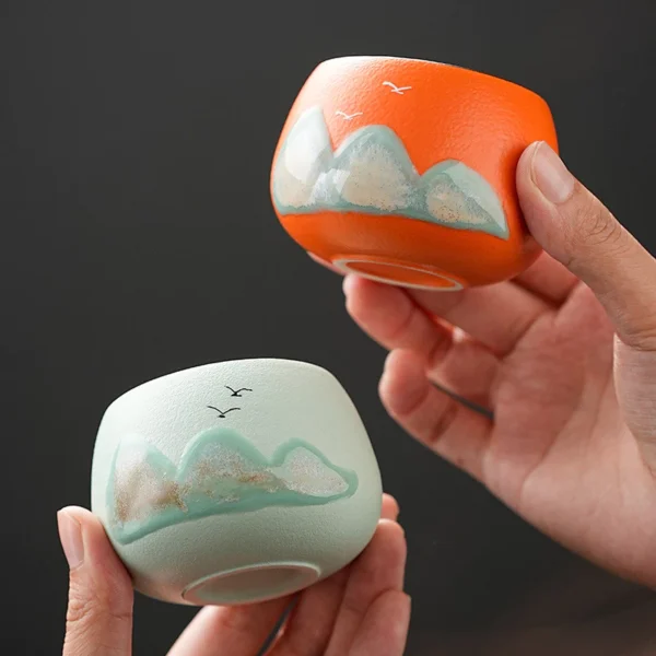 Tea Cup Ceramic Master Cup Personal Single Cup National Trendy Forbidden City Cultural Creative Retro Hand Painted Tea Cup Gift Box Souvenirs