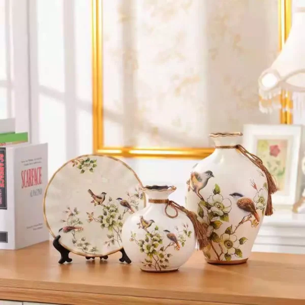 Ceramic Vase Three Sets Pendulum Home Living Room TV Cabinet Creative Decorations Entrance Vase