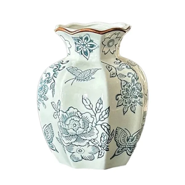 Medieval Blue White Porcelain Retro Ceramic Vase Flower Arrangement Pendulum High End Niche Home Decoration Vase Ceramic Flower Ware