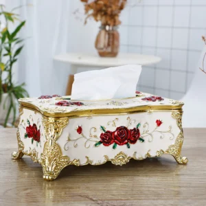 Home Living Room Decoration Supplies European Style Plastic Tissue Box Household Living Room Tissue Box Creative Decoration Paper Box