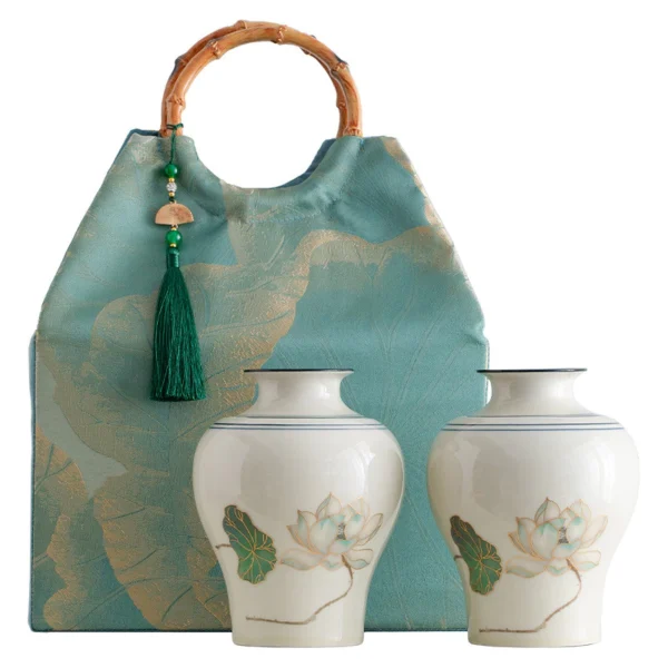Chinese Style Elegant Exquisite Handbag Cloth Bag Tea Pot Gift Box Empty Box Green Tea White Tea Longjing Ceramic Sealed Pot Pottery Pot
