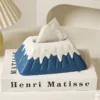 Snow Mountain Ceramic Tissue Box Living Room High End Light Luxury Paper Box Bedroom Design Dining Table Coffee Table Art Decoration