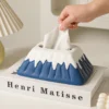 Snow Mountain Ceramic Tissue Box Living Room High End Light Luxury Paper Box Bedroom Design Dining Table Coffee Table Art Decoration