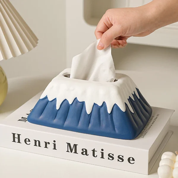 Snow Mountain Ceramic Tissue Box Living Room High End Light Luxury Paper Box Bedroom Design Dining Table Coffee Table Art Decoration