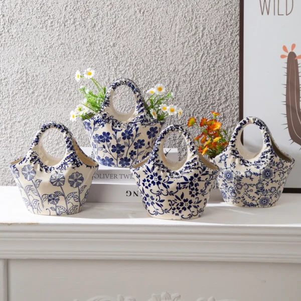 Holly Vase Flowers Retro Ceramic Large Pendulum Decoration Living Room Hydroponic Flower Arrangement Creative Feeling Pastoral Style  Home