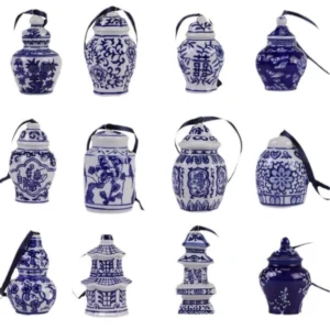 Random Ceramic Ornaments Blue White Porcelain Pendulum Christmas Ornaments Car Decoration Little General Jar Ceramic Creative Pendulum Christmas