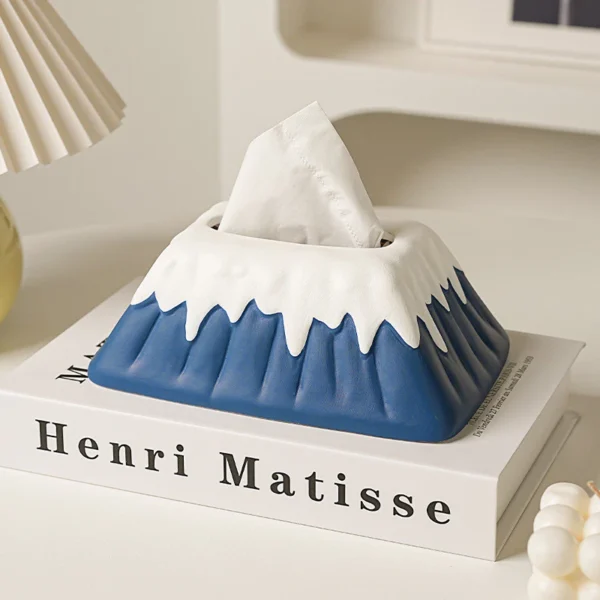Snow Mountain Ceramic Tissue Box Living Room High End Light Luxury Paper Box Bedroom Design Dining Table Coffee Table Art Decoration