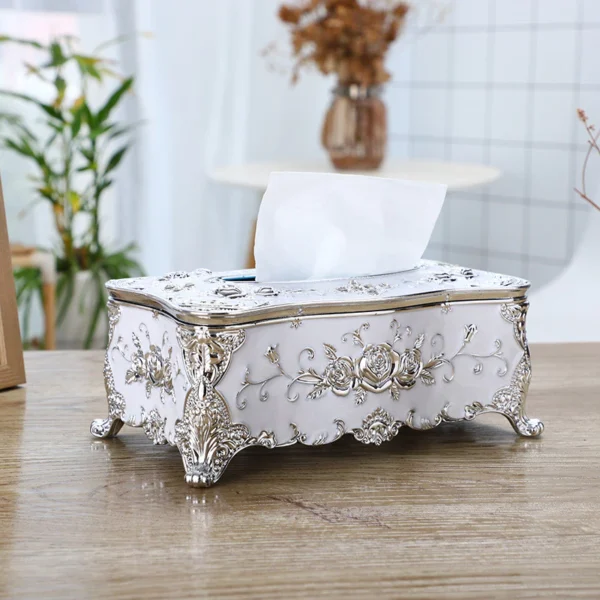 Home Living Room Decoration Supplies European Style Plastic Tissue Box Household Living Room Tissue Box Creative Decoration Paper Box