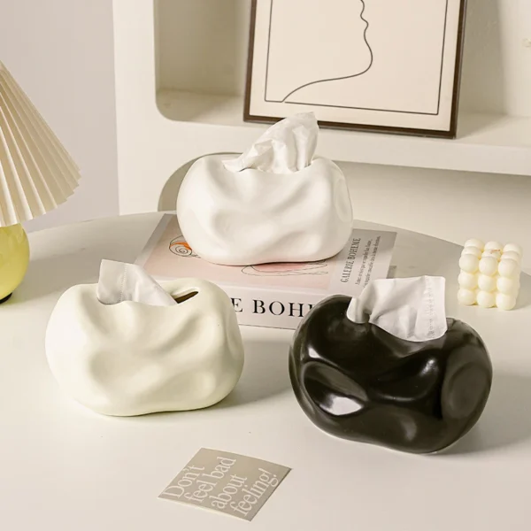 Creative Cream Style Tissue Box Ceramic Living Room Household Desktop Decoration Ornaments Napkin Paper Box Tissue Storage Box