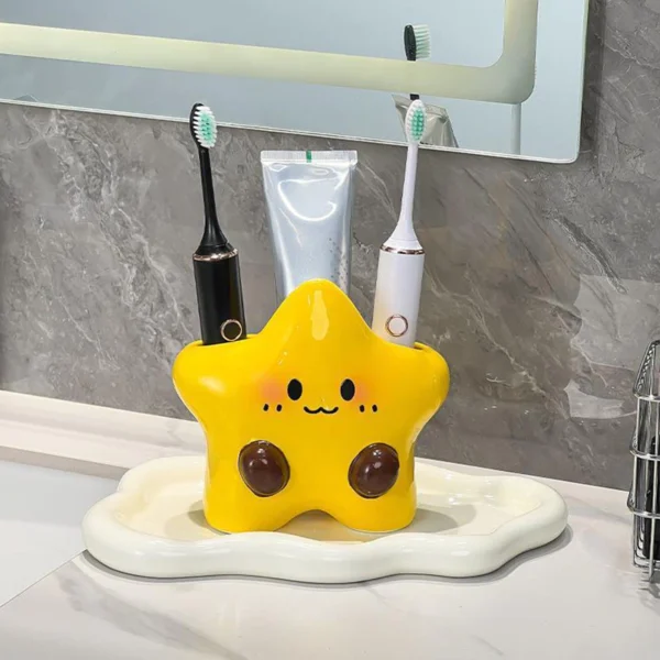 Random Cute Star Toothbrush Holder Bread Shaped Ceramics Storage Rack