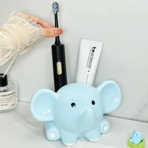 Blue Elephant Toothbrush Rack Countertop Ceramics Toothbrush Holders Lovely Toothpaste Stand