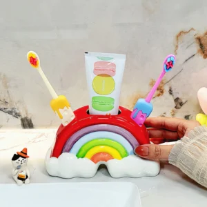 Rainbow Shaped Toothbrush Rack Dopamine Toothbrush Holders Ceramic Toothpaste Organzier
