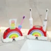 Rainbow Shaped Toothbrush Rack Dopamine Toothbrush Holders Ceramic Toothpaste Organzier