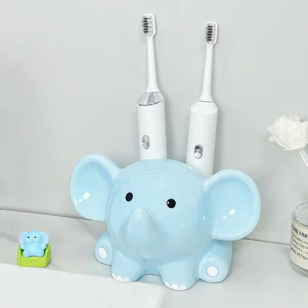 Blue Elephant Toothbrush Rack Countertop Ceramics Toothbrush Holders Lovely Toothpaste Stand