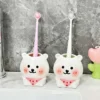 Cartoon Bear Toothbrush Holder Ceramic Storage Rack Toothpaste Bathroom Organizer