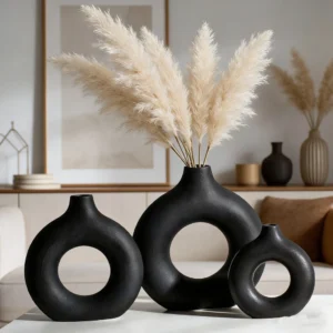 Chinese Style Plastic VaseImitation Ceramic Decorative Vase 1set Flower Arrangement Vase Ornament