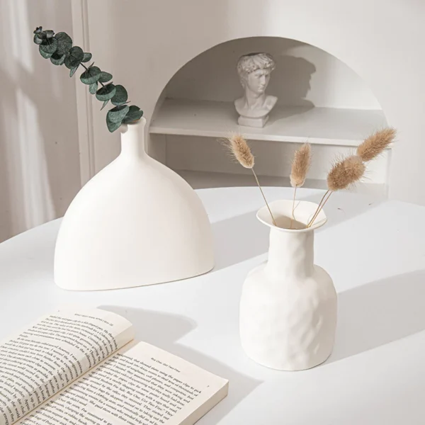 Random Nordic Series Ceramic Vase Solid Color Flower Vessel Creative Irregular Flower Holder Home Decor
